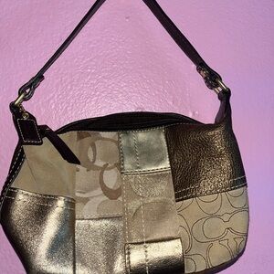 Coach Women's Patchwork Small Bag- Gold and Brown